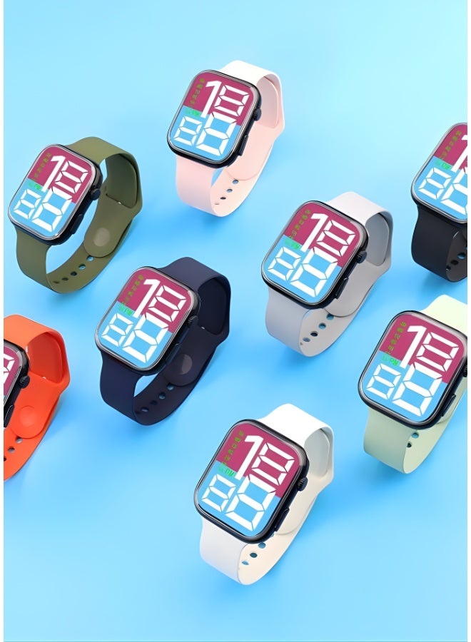 DAT Kids LED Digital Watch with Big Color Display, Soft Silicone Strap, Fun Multi-Color Bands, Adjustable Fit 159–230mm (Square 46×39.3mm) - Image 5